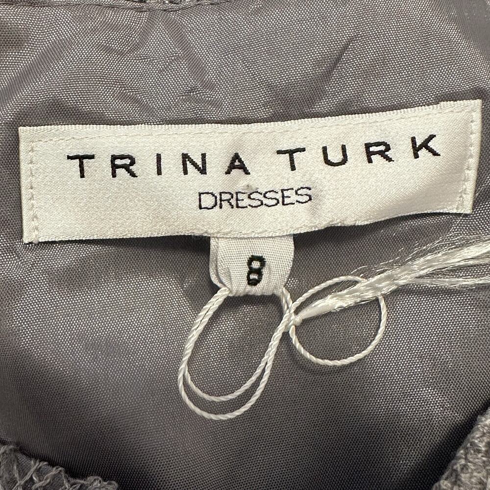 Trina Turk Women‎ 8 Dress Cocktail Lace Shift A-Line Long Sleeve Lined Gray - Picture 5 of 9